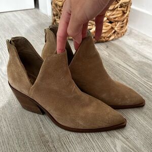 Pointed Toe Beige Suede Booties